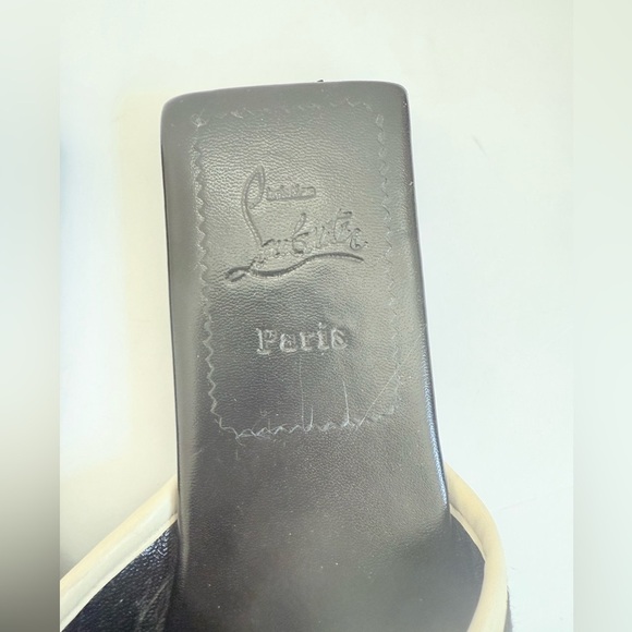 Christian Louboutin Black white leather criss cross Logo Crossimule slides EU 40 - Picture 5 of 12
